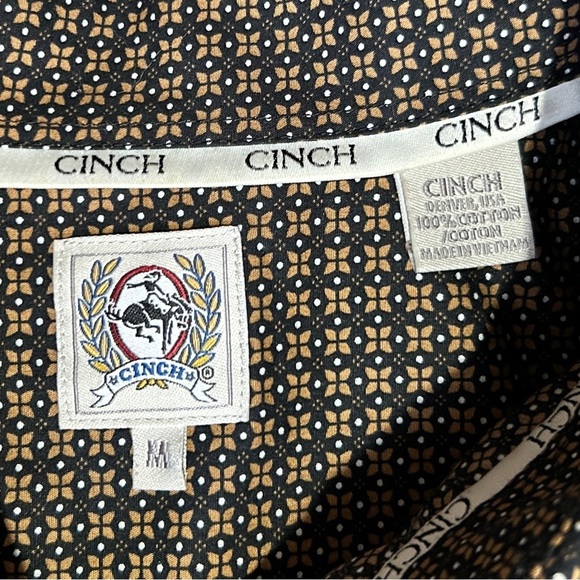 CINCH Button Down Long Sleeve sz XXL Brown Black White Print MTW1105041 Cotton - Picture 6 of 7